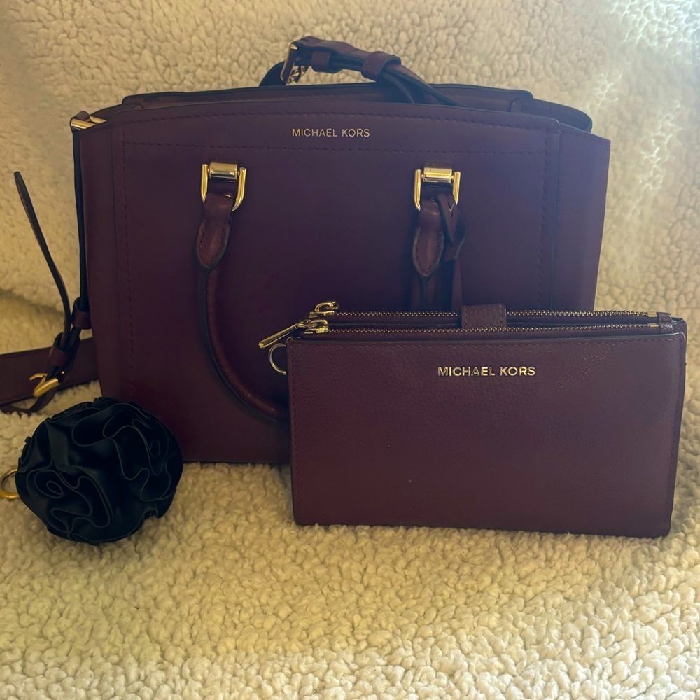 3pc Set Michael Kors Benning Medium Leather Satchel